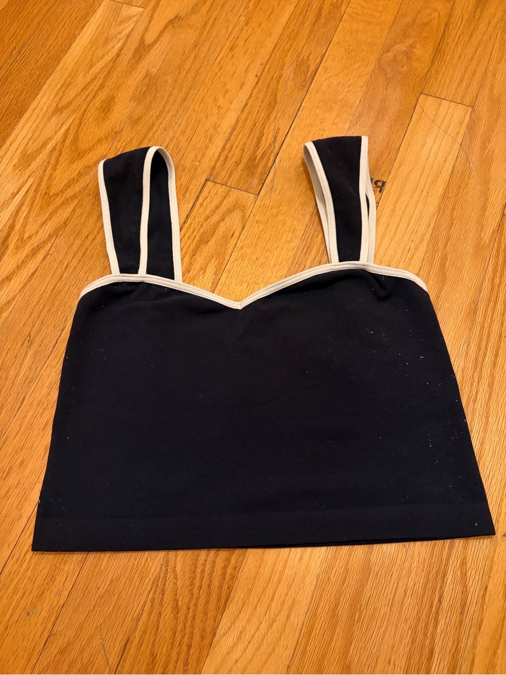 Anthropologie Black Crop Top with Cream Trim